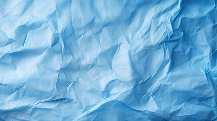 Obraz premium Blue crumpled paper texture. Blank background with creases. Generative AI