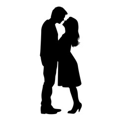 Couple black icon on white background. Couple silhouette
