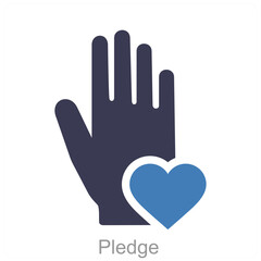 Pledge and heart icon concept