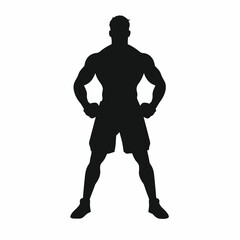 Fototapeta na wymiar MMA fighter black icon on white background. MMA fighter silhouette