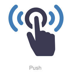 Push and hand icon concept