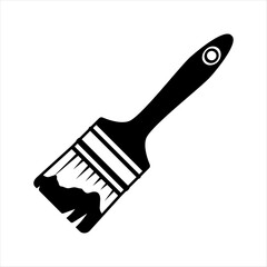 Paintbrush or painting tool. Paint brush icon isolated on white. Brush symbol template for graphic and web design. Flat paint brush. Wide brush with a wooden handle. Logo vector illustration.