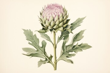 artichoke flower vintage retro botanic illustration.  - obrazy, fototapety, plakaty