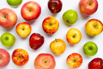 Naklejka na ściany i meble Variety of fresh apples on white background.