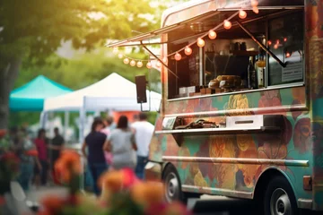 Wandaufkleber food truck in city festival , selective focus © JAYDESIGNZ