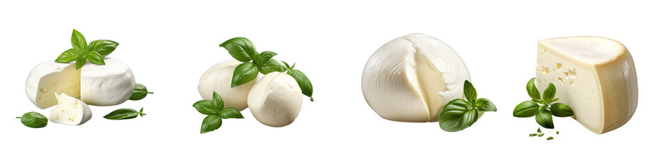 Mozzarella cheese  Hyperrealistic Highly Detailed Isolated On Transparent Background Png File