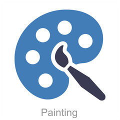 Painting and artist icon concept