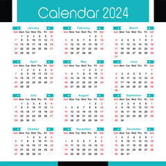 2024 calendar Design Template, Modern Creative professional Annual Calendar 2024 vector 