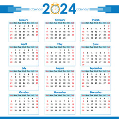 2024 calendar Design Template, Modern Creative professional Annual Calendar 2024 vector 