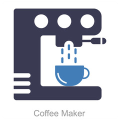 Coffee Maker and coffee machine icon concept