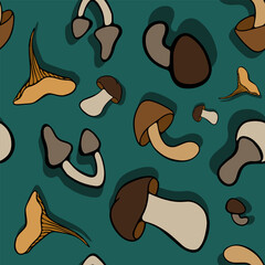Vector isolated illustration of pattern with mushrooms.