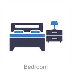 Bedroom and bed icon concept