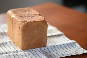A homemade pullman loaf bread.