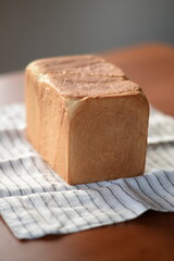 A homemade pullman loaf bread.