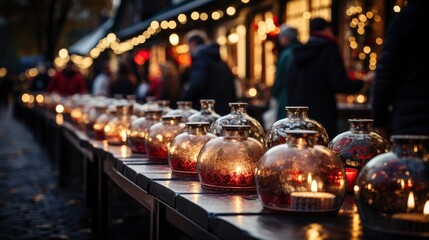 Fototapeta na wymiar A Beautifully Lit Christmas Market Market Holiday, Background Images , Hd Wallpapers, Background Image