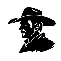 Cowboy black icon on white background. Cowboy silhouette