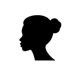 Woman head black icon on white background. Woman head silhouette