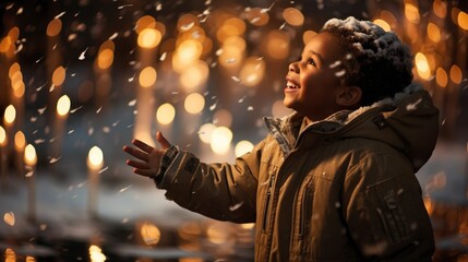 Naklejka premium A Childs Excited Reaction To Christmas Lights, Background Images , Hd Wallpapers, Background Image