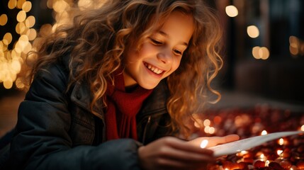 Obraz na płótnie Canvas A Childs Face Lighting Up With Joy At Christmas, Background Images , Hd Wallpapers, Background Image