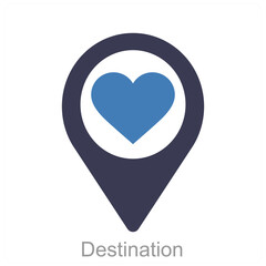 Destination and heart icon concept 