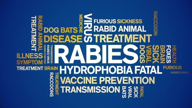 Rabies animated tag word cloud;text design animation kinetic typography seamless loop.