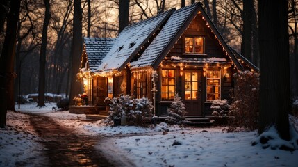 A Cozy Cabin In The Snowy Woods With Christmas, Background Images , Hd Wallpapers, Background Image