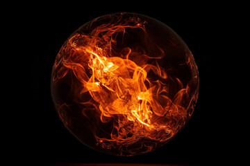 Fototapeta premium A fiery ball of light hovers seemingly suspended in the depths of darkness, casting an intense glow that lights up the surrounding blackness. Generative AI.