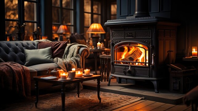 A Cozy Living Room With A Roaring Fire And Christmas, Background Images , Hd Wallpapers, Background Image