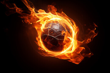 A fiery ball of light hovers seemingly suspended in the depths of darkness, casting an intense glow that lights up the surrounding blackness. Generative AI.