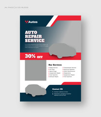 auto repair shop service flyer template, car rental service or car wash leaflet, poster print template