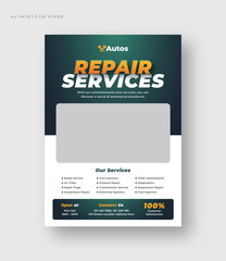 auto repair shop service flyer template, car rental service or car wash leaflet, poster print template