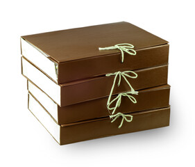 Paper documents stacked in archive isolated on white background with clipping path