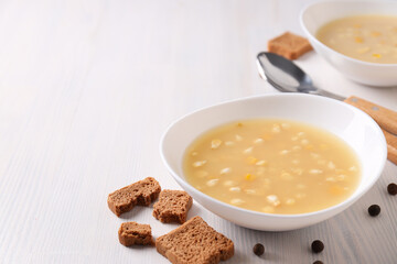 Corn soup, concept of tasty lunch food
