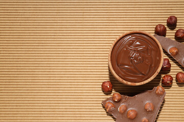 Bread with chocolate paste - tasty breakfast or morning food