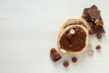 Bread with chocolate paste - tasty breakfast food