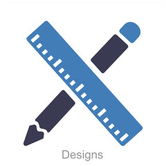 Designs and tools icon concept 