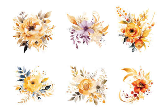 Gilded Blossoms: Watercolor Florals in Luxurious Gold