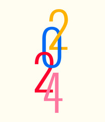 Fototapeta premium vector happy new year 2024 text template on white background