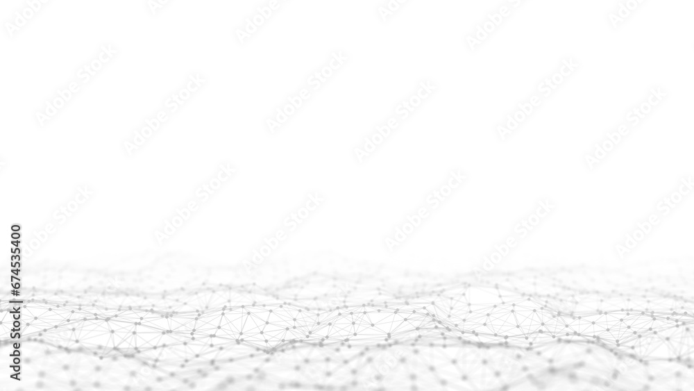 Wall mural abstract technology wave of particles. big data visualization. background with motion dots. artifici