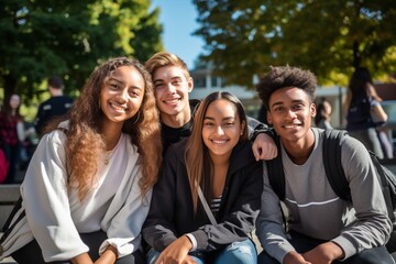 Academic Diversity: Students Eagerly Assemble on College Campus, Embarking on a New School Year