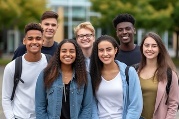 Academic Diversity: Students Eagerly Assemble on College Campus, Embarking on a New School Year