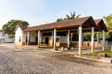 Bus station in the city of Tiradentes in Minas Gerais, bus terminal with colonial architecture
