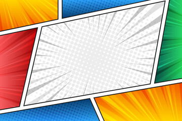 Fototapeta premium Blank colorful comic cartoon frame background template