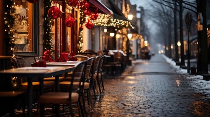 Fototapeta na wymiar A Picturesque Small Town Adorned With Christmas, Background Images , Hd Wallpapers, Background Image