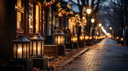 Fototapeta premium A Picturesque Small Town Adorned With Christmas, Background Images , Hd Wallpapers, Background Image