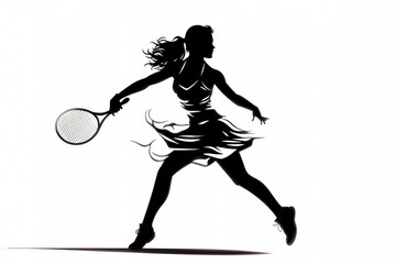 Silhouette of an athlete female tennis player at a match sport tournament event competition, exemplifying athleticism and competitive spirit, computer Generative AI stock illustration image