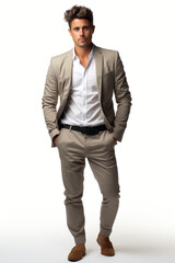 Full body young man wears various business clothes made with AI