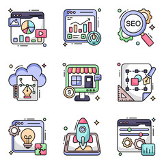 Pack of Web and Seo Flat Icons

