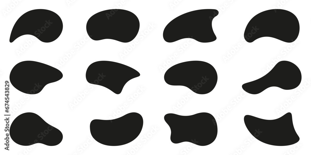 Aufkleber blob irregular shape. random organic blotch set. liquid round silhouette form. fluid amorphous blobs