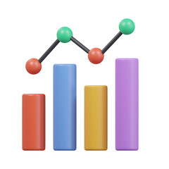Graph Growth icon 3d render illustration.